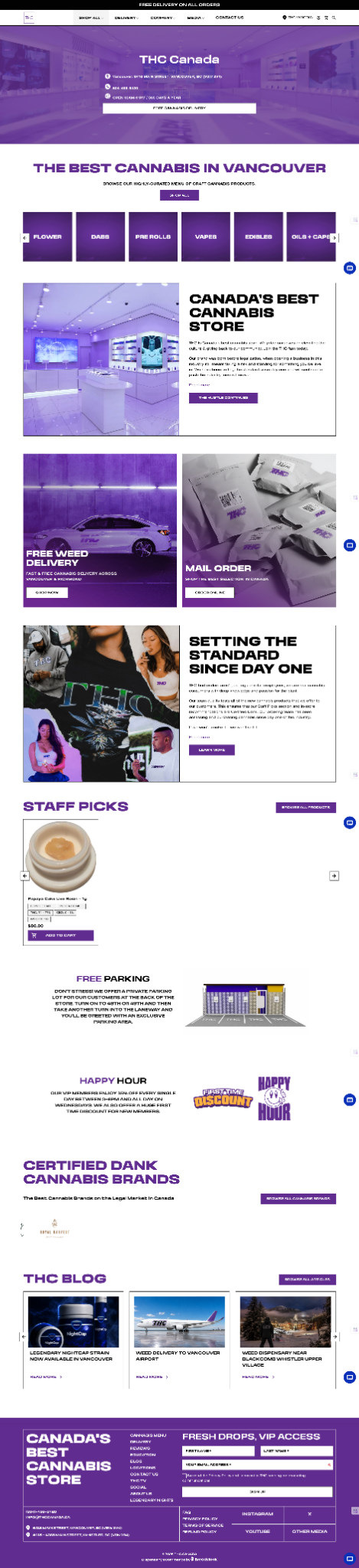 THC Canada branded online storefront