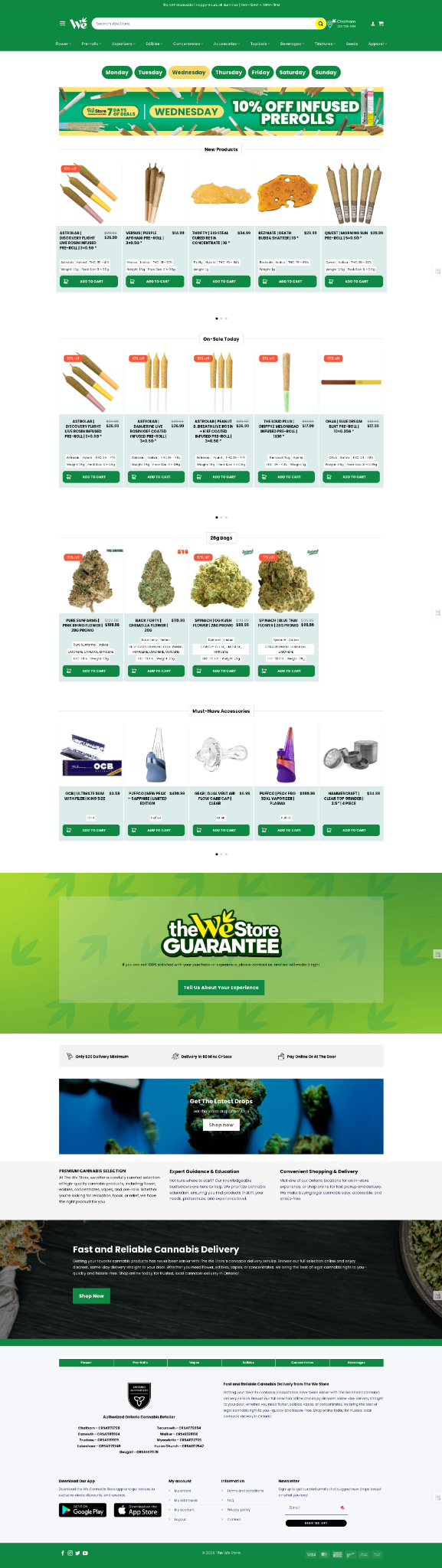 The WeStore online shop with its own branding, product categories, prices, and delivery information