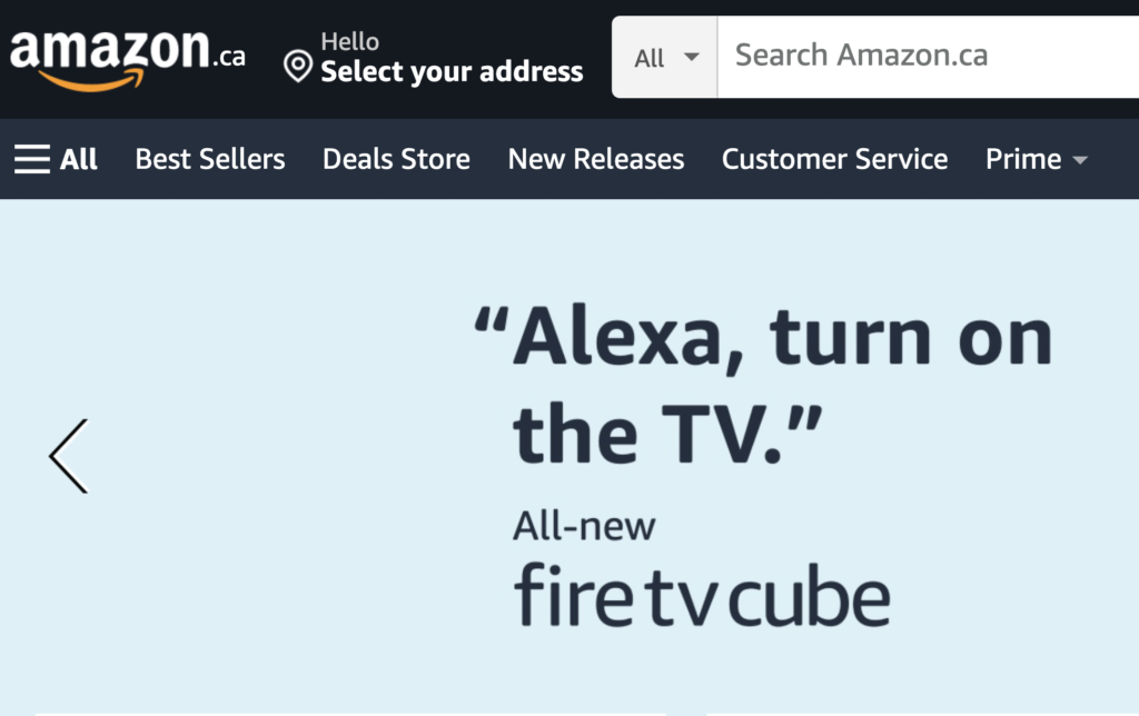 Amazon desktop home page.