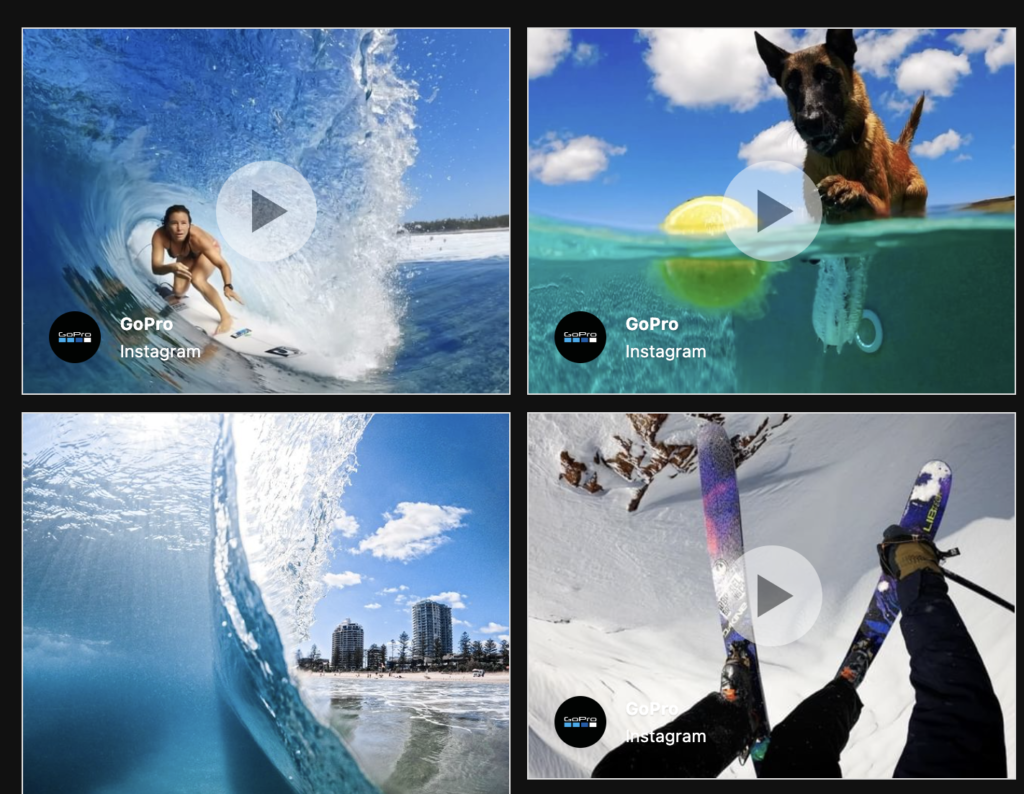 User generated content posted on Go-pro's website.