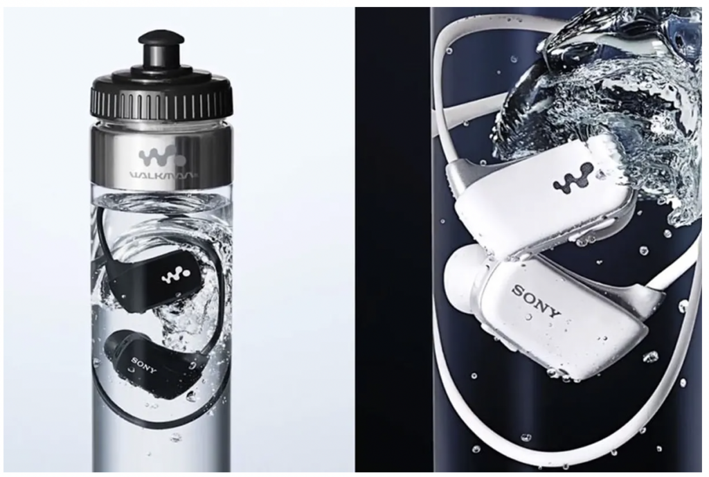 Sony's W Series Walkman product was sold in water bottles as a marketing campaign.