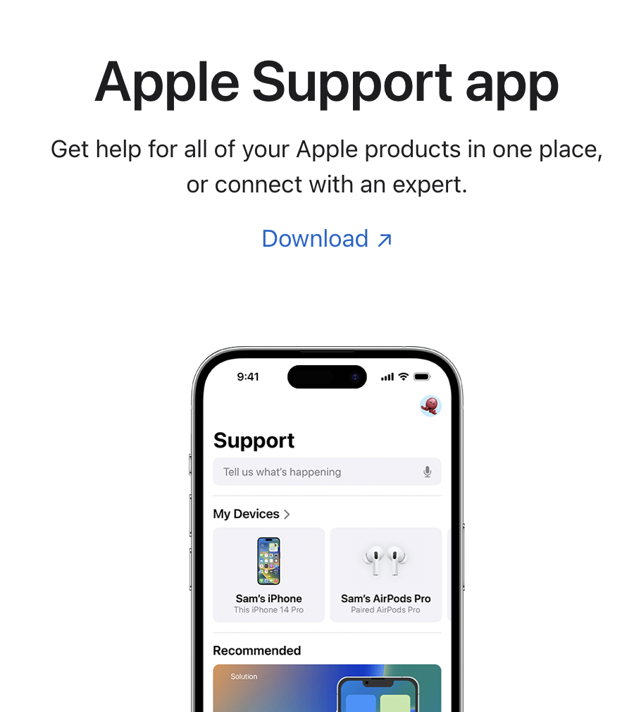 Source: Apple.com - Support App