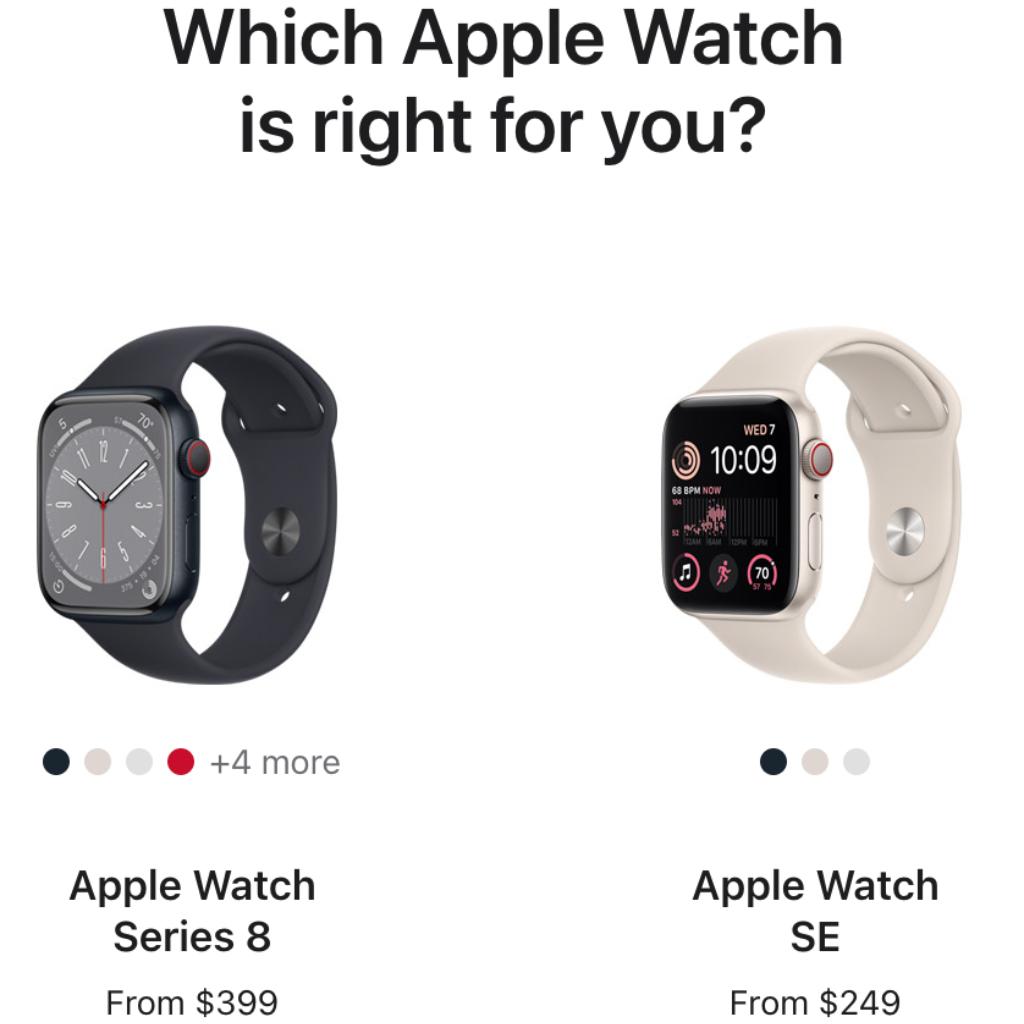 Apple Watch Up-selling example.