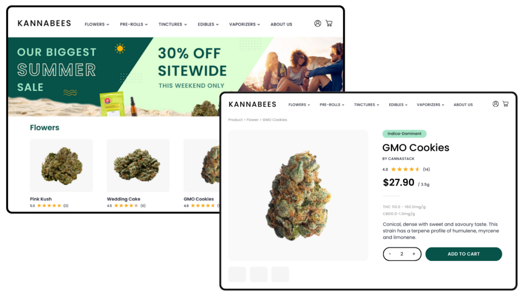 Cannabis ecommerce website graphic