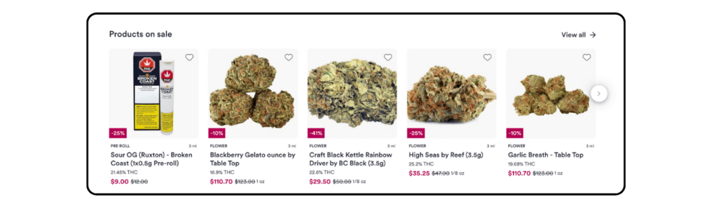 Cannabis products on sale