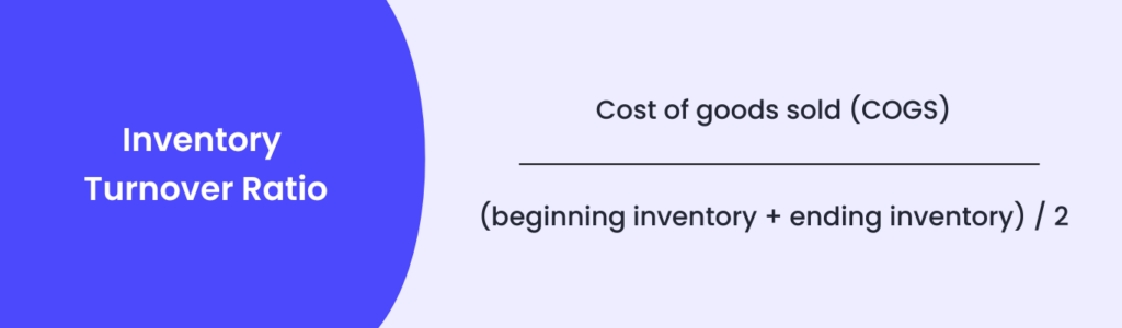 Formula to calculate inventory turnover ratio